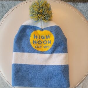 High Noon Blue and White Striped Beanie NWOT